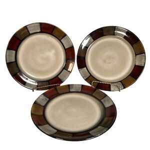 Pfaltzgraff Everyday Taos Salad Plates Brown Grey Stoneware Set/3 8 Inch